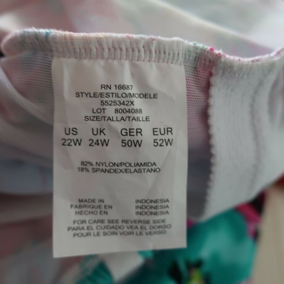 Swim Solutions  22W One Piece Off The Shoulder Or With Straps Tummy Control - Picture 7 of 8